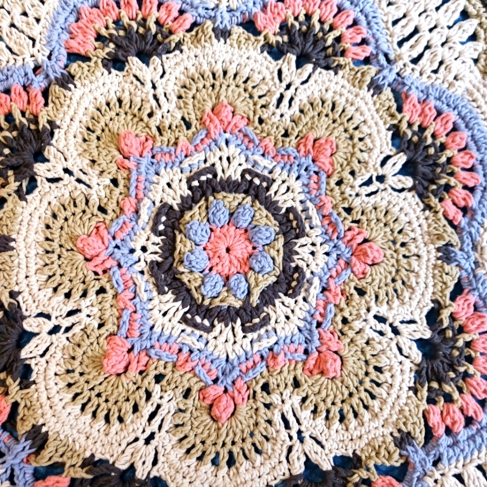 50" Throw, Baby Blanket, Mandala Afghan, Chunky Throw